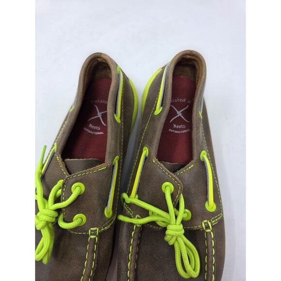 Twisted X Women's 7.5 Bomber Driving Mocs Boat Shoes Leather WDM0010 Neon Yellow - Picture 9 of 10
